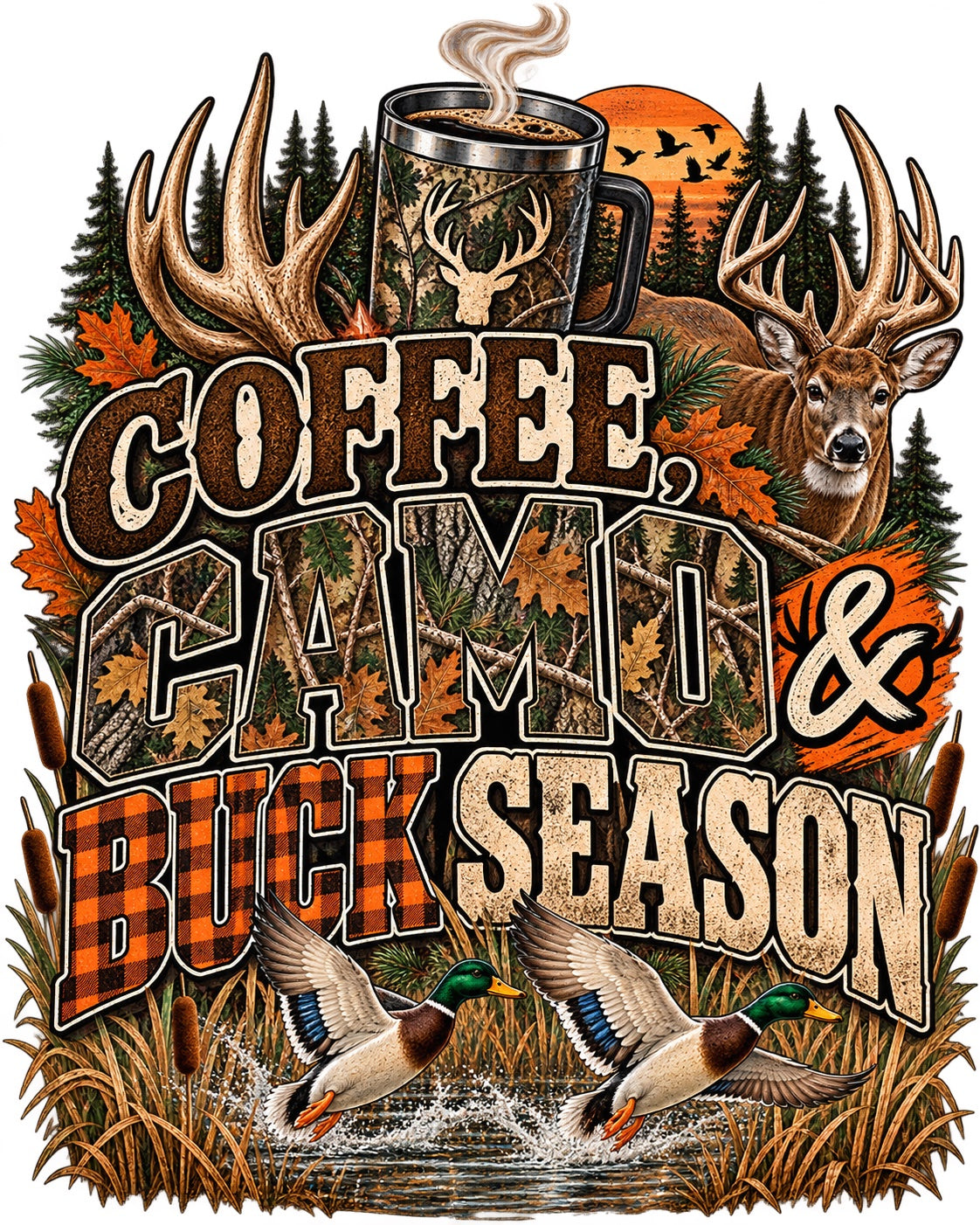 Coffee Camo & Buck Season — Hunting Decal