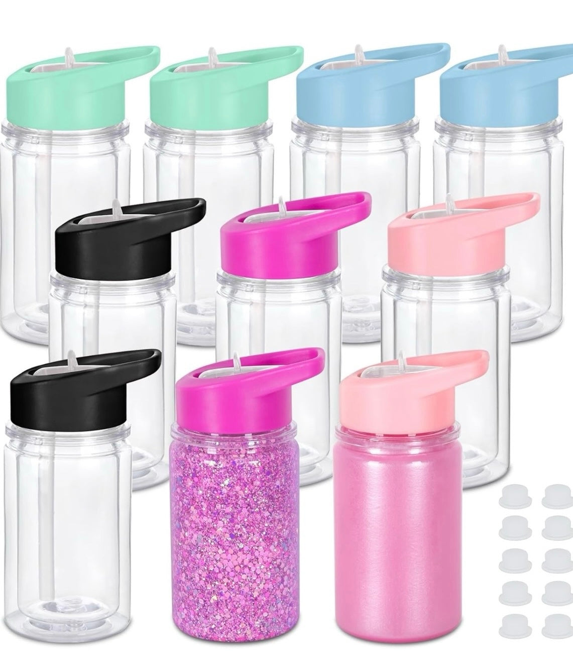 Kids’ 10 oz Plastic Glitter Cup — Color Lid, Decal Included