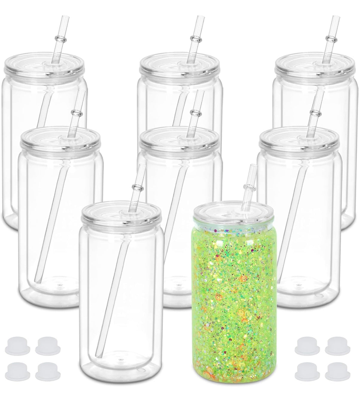 16 oz Plastic Glitter Cup — Decal Included