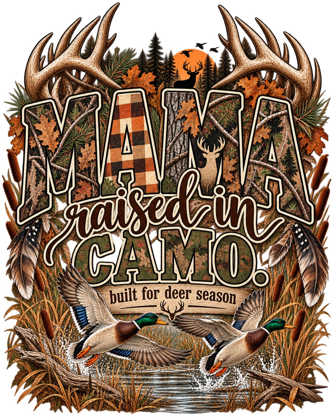 Mama Raised in Camo — Hunting Decal