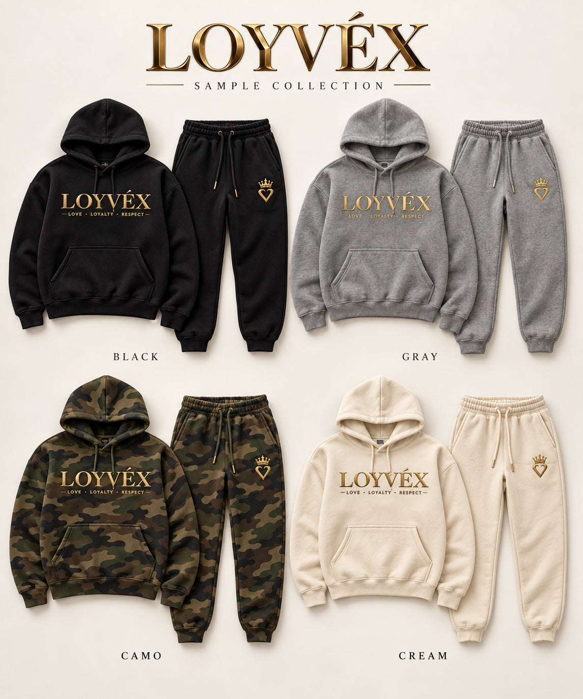 LOYVÉX Crown & Heart Collection color choices and design mockups