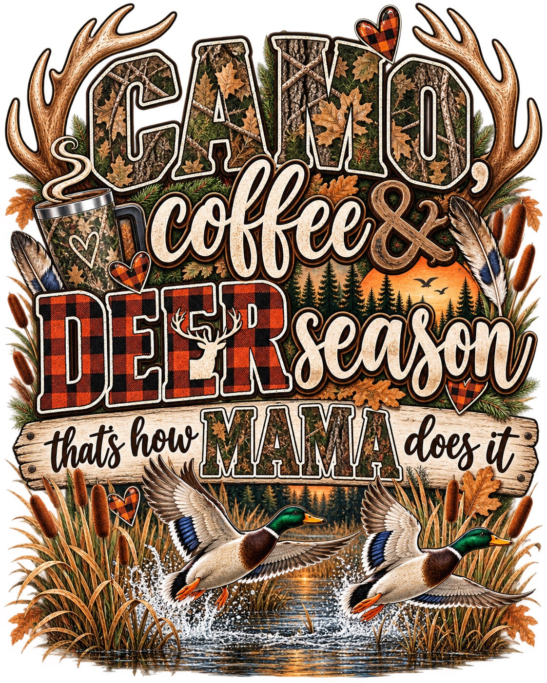 Camo Coffee & Deer Season Mama — Hunting Decal