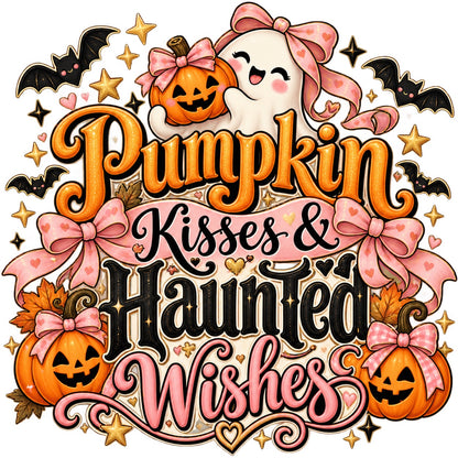 Pumpkin Kisses & Haunted Wishes original artwork
